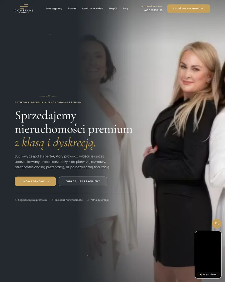 Landing page kampanii leadowej Constans Property