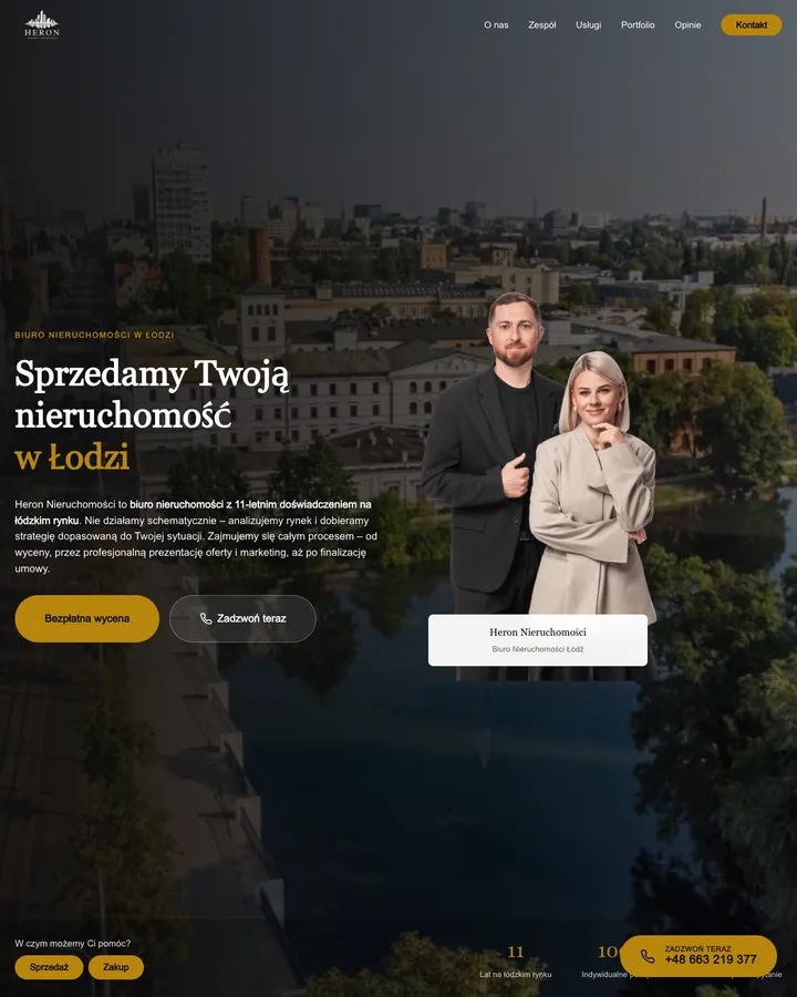 Landing page kampanii leadowej Heron Nieruchomości