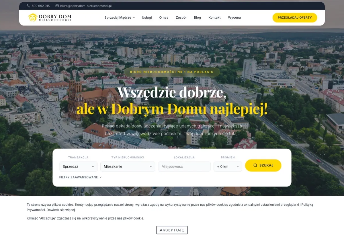 Strona internetowa biura nieruchomości: Dobry Dom