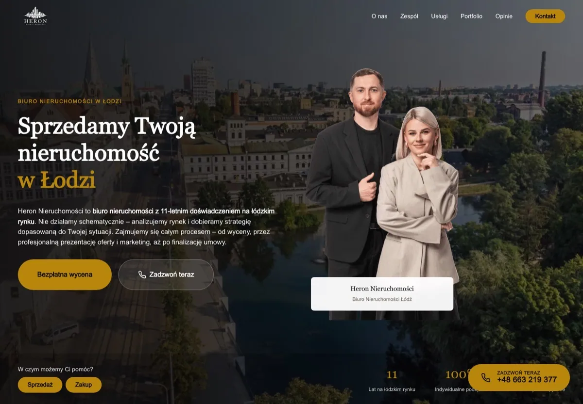 Strona internetowa biura nieruchomości: Heron Nieruchomości