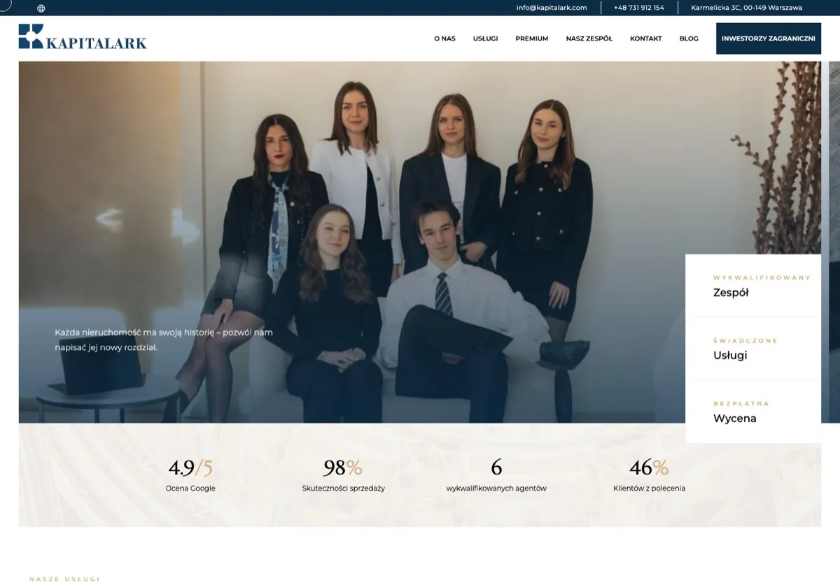 Strona internetowa biura nieruchomości: Kapitalark