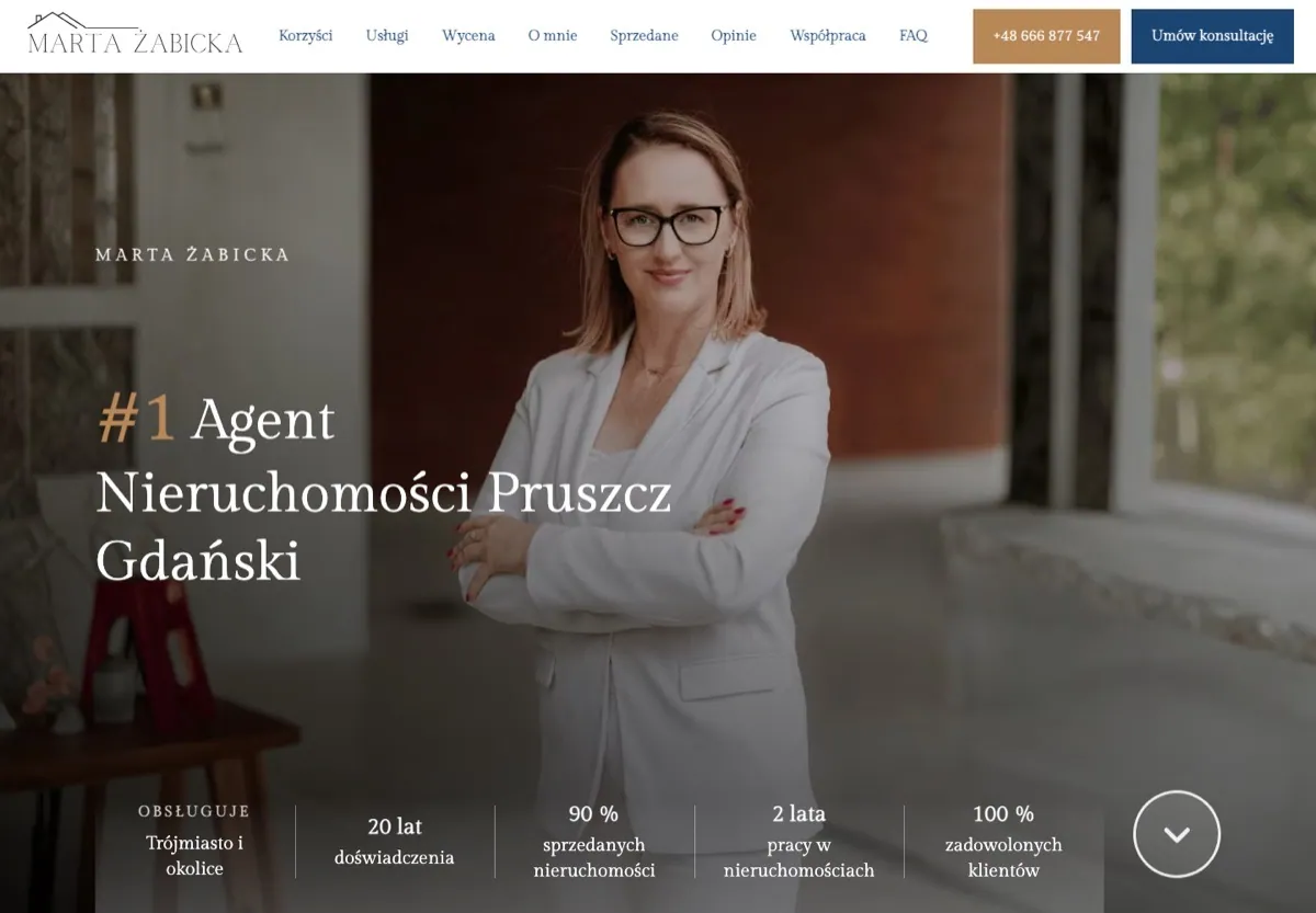 Strona internetowa biura nieruchomości: Marta Żabicka