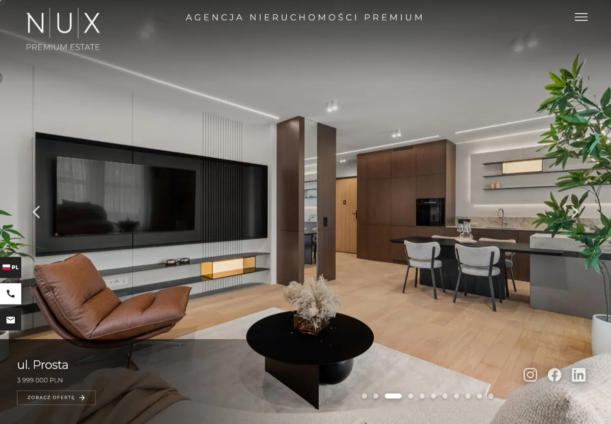 Strona internetowa biura nieruchomości: NUX Premium Estate